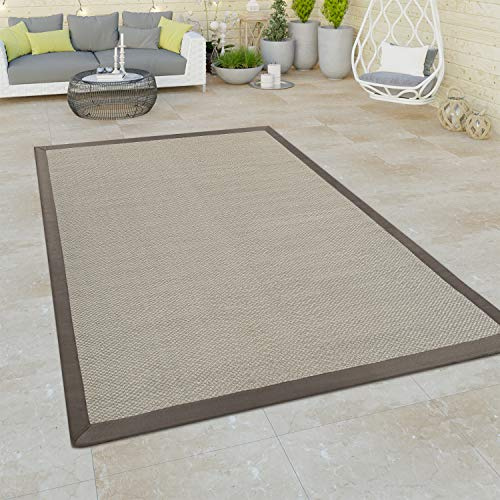 Paco Home In- & Outdoor Teppich Balkon Terassen, Sisal Optik, Grau Grün in versch. Farben, Grösse:120x170 cm, Farbe:Beige