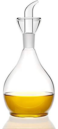 HAIZEEN 550ml/18oz Clear Glass Olive Oil Dispenser Bottle Oil and Vinegar Cruet with Pourers NO Funnel Needed Olive Oil Carafe Decanter for Kitchen