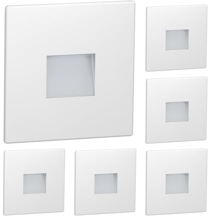 ledscom.de 6x LED Treppenlicht/Wandeinbauleuchte FOW für innen und außen, Downlight, eckig, 85 x 85mm, warmweiß