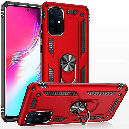 Fetrim Hülle Kompatibel für Galaxy S20 Plus, doppellagig stoßfest Schutzhülle mit Drehring Ständer für Samsung Galaxy S20 Plus/S20+ 5G rot