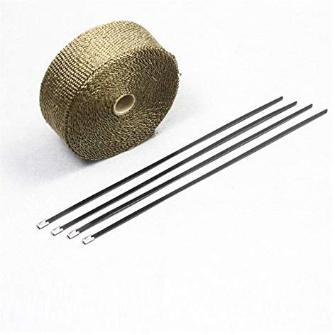 Auspuffband 5m und 10m Motorräder Auspuff Vordere Rohr Anti-Heiß-Wrap-Wärmekrümmer Isolationstuch Rollen mit 3 Farben Option Hitzeschutzband (Color : Gold 10M)