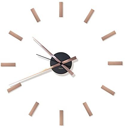 Fisura – Orologio da parete 3D DIY rame e nero. Orologio da parete grande adesivo. Non tic-tac. metallo e ABS Aghi da 9 x 31 e numeri da 8,5 centimetri.