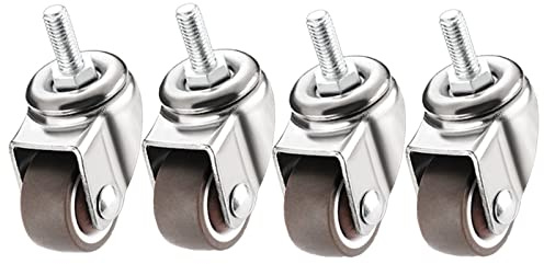 KOOEIN Möbelrollen,4X Transportrollen,m6/m8/m10,lenkrollen Mit Bremse,geräuscharme Gummirollen,kleine Rollen,einfache Montage,38mm/1.5in-4swivel