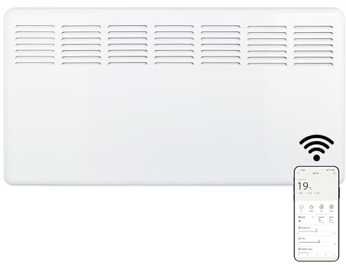 MYLEK Panel Space Heater Radiator 2KW Eco Smart WiFi App Electric Low Energy, Wall Mounted or Floor Standing, Bathroom IP24 Rated for Homes, Offices (2000w)