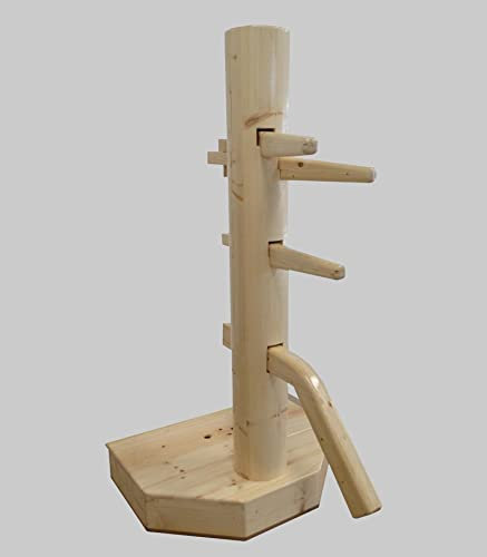 Wing Chun Wooden Dummy mit Basis und Weste (02 Tobacco)