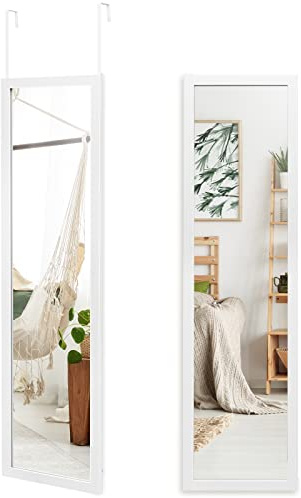 RELAX4LIFE Specchio da Parete a Figura Intera 119 x 33CM, Specchio Rettangolare, da Appendere Sopra la Porta, Specchio Moderno per Camera da Letto, Spogliatoio e Ingresso (Bianco)