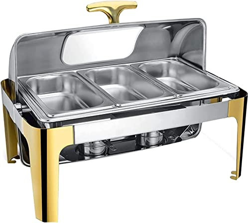 UZOURI Food Warmer, Chafing Dish Stainless Steel Chafing Dishes with Lid for Parties, 9L Commercial Food Warmer for Buffet, with 3 Kind of Warming Tray (Size : B) (B)