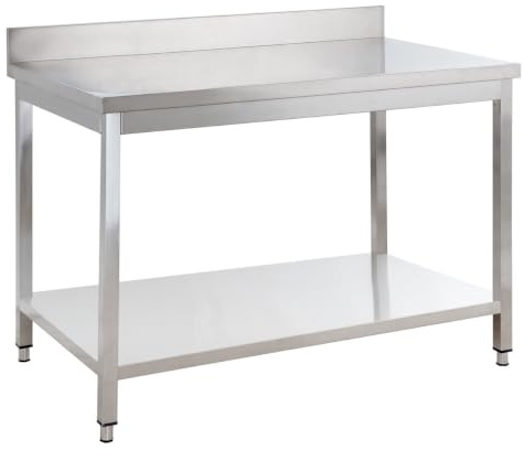 GastroHero Edelstahl Arbeitstisch I Arbeitstisch 100x60 cm mit Grundboden I ohne Aufkantung I Edelstahltisch für Gastronomie I Gasto Tisch AISI 201 (1500 x 600 x 850 mm, mit Aufkantung)