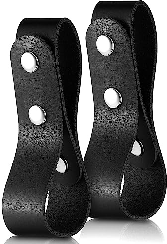 Giegxin 2 Stück Halloween Leder Peitsche Holster Zubehör Handgemachte Gürtel Peitschen Halter Bullwhip Peitsche Schlaufe für Reiten Peitschen und Ernten Gürtel, 3,1 x 13,7 cm (schwarz)