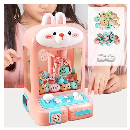 ARTSIM Candy Grabber ， Machine à Bonbons avec Lumières Et Musique,30 Peluches Et 10 Gashapons ， Jouet à Griffe Cadeaux pour Adultes Filles Garçons,Rabbit