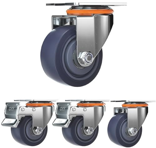 4 Stück Transportrollen Im Set 32 Mm, Rollen Mit Bremse, Schwerlastrollen Mit Max, Doppelt Kugelgelagerte Transportrollen Lenkbar, Rollen für Palettenmöbel (4er Set 32mm) (Size : 4in(2 Brake+2 Swivel