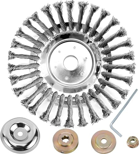 Kimuwote Unkrautbürste Freischneider,Wildkrautbürste Motorsense,8 Zoll 200 x 25,4 MM Bohrung Profi Freischneider Wildkraut Fugenbürste Stahl Rundbürsten Wildkrautbürste Unkraut Trimmer Garten