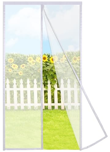 Risareyi Resistente Zanzariera Magnetica per Porte 130x240cm, Bianco | Aggiornamento In Fine Rete Spessa, Tenda Zanzariera Porta Finestra con Calamita, Chiusura Automatica, per Balcone Soggiorno