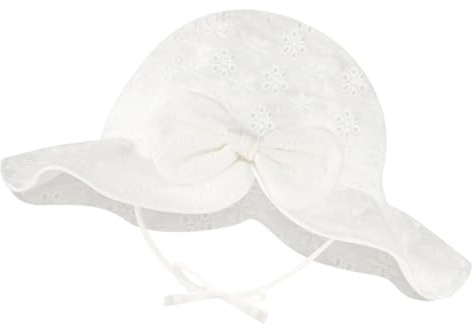 Jupsk Baby Girl Sun Hat Cotton Lace Flowers Wide Brim Bucket Hat Breathable Soft Sun Protection Summer Cap for Newborn Infant Toddler 0-2 Years