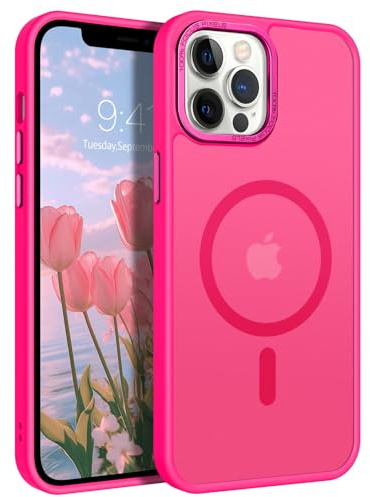 GaoBao für iPhone 12 Pro Max Hülle, Handyhülle iPhone 12 Pro Max [Kompatibel mit MagSafe] Durchscheinende Matte Magnetische Stoßfeste Anti-Fingerabdruck Hülle für i Phone 12 Pro Max Case, Rose Rot