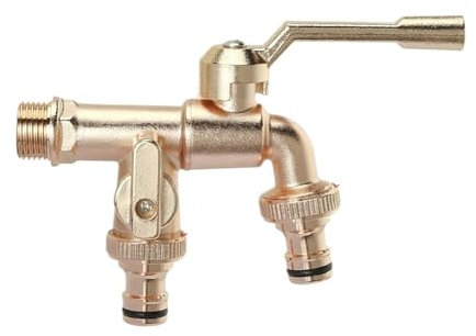1 Stück Messing-Wasserhahn, bronzefarben, antik, for den Außenbereich, Doppelsteckdose, Wasserhahn for Waschmaschine, Outdoor, Garten, Balkon, frostsicherer Wasserhahn (Color : Rose golden 3-4)