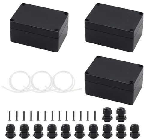 OMIGA 3 Pezzi Scatola Derivazione IP65 Scatola Derivazione Stagna Plastica ABS con 12 Connettori Scatola di Connessione Elettrica per Strumenti Alimentatori Progetti Elettronica (100 x 68 x 50 mm)