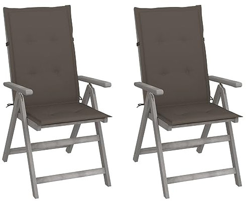 Chaduof Verstellbare Gartenstühle 2 Stk. mit Auflagen, Gartenmöbel, Balkonstühle, Balkonmöbel, Bistrostuhl, Garten Stühle, Sit Möbel, Armlehnenstuhl, Massivholz Akazie