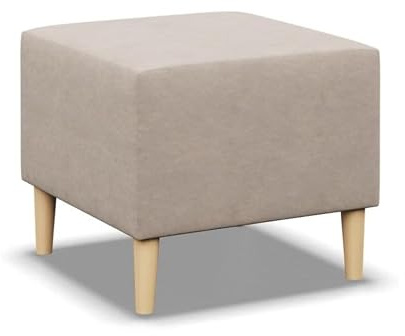 Mebligo - Puff Hocker BLANK, Fußhocker für Sessel, Couch Hocker, Sofa Hocker, Sitzhocker, Hocker Wohnzimmer, Bequemer Hocker als Auflage, Sitzpuff, Beine und Tisch - 51x51x40cm Beige