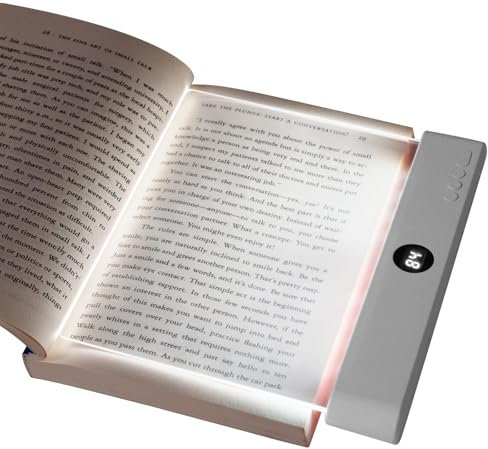 HOTUT Flat Book Light, Reading Lights for Books in Bed, Panel Book Lamp Reading Night Light, Eye Protection Clear LED Book Full Page Light, Battery Powered, Flat LED Light Panel for Reading in Bed Car