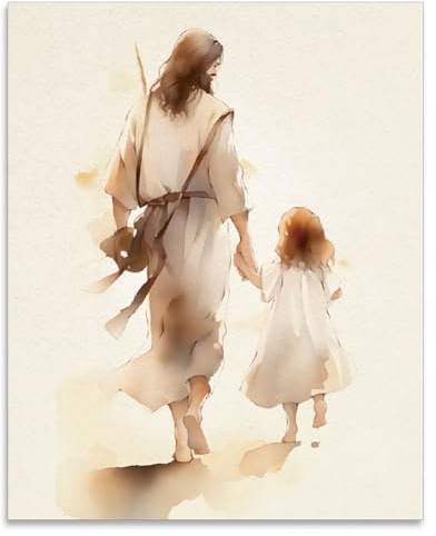 SUPERDANT 1PCS Jesus führt den Weg Wanddrucke Vintage Wandkunst Poster Wandposter Wanddrucke Wände Aquarelle Posters für Schlafzimmer Kunstwerke Ästhetische Poster für Schlafzimmer Unframed 28x35cm