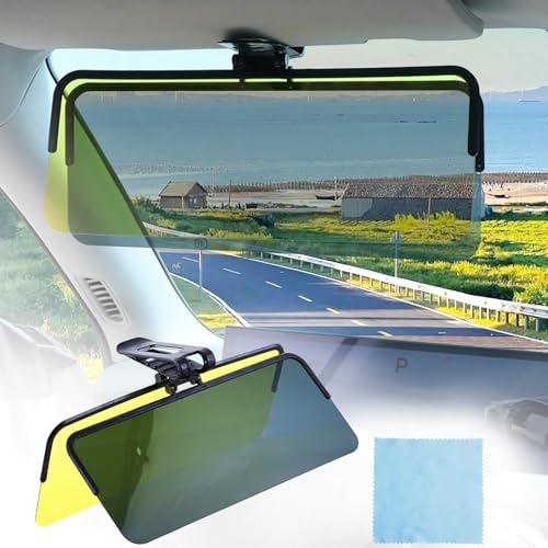 Car Sun Visor Extension and Wiping Cloth | Double Day and Night Anti Glare Universal for Cars Front Seat Driver or Passenger