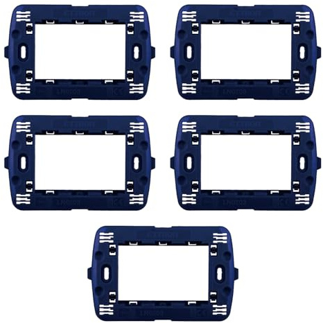 5 Supporti, Compatibile Con BTicino Living, per 3 prese/interruttori/moduli, montaggio su scatola da incasso 503, plastica di alta qualità, 100% compatibile con placche e moduli originali