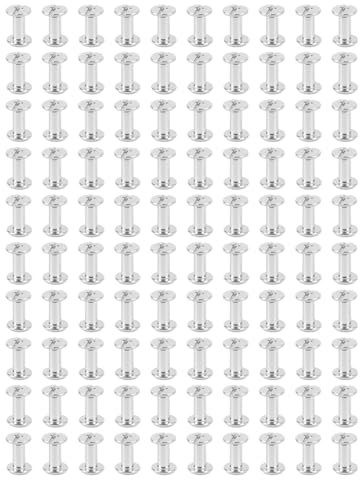 100 Set a Vite Rivet M2 Vite di Rilegatura in Acciaio Inossidabile Ad Alta Resistenza Rotonda Viti di Rilegatura a Testa Piatta Viti in Metallo Rivet per Borse per Abiti (3 * 6 * 6mm)