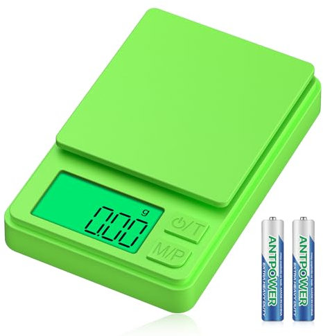 Diyife Feinwaage 1000g/0,01g, Tragbare Präzisions Küchenwaage, Mini Digitale Taschenwaage mit LCD Display, Multifunktions Gramm Waage für Küche, Tee, Hefe, Kaffee - Grün
