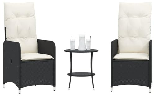 MOBCANT Outdoor-Lehnstühle 2 STK, Loungestuhl Gartenstühle Barstühle Bistrostühle Geeignet für Business Exhibition Balkon Garten Terrasse mit Tisch Schwarz Poly-Rattan