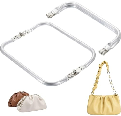 KSJEHW 2 Stück Taschenrahmen Verschluesse Aluminium Geldbeutel Rahmen Innenscharnier, Taschenrahmen, rechteckiger Clutch Rahmen für DIY Tasche, Knödeltasche 20 cm