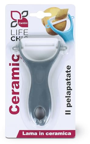 Cantini LIFE CHIC Pelapatate Ceramic con Lama in Ceramica Ultra Affilata – Manico Ergonomico in Plastica PP – Leggero, Resistente e Antiruggine – Ideale per Frutta e Verdura