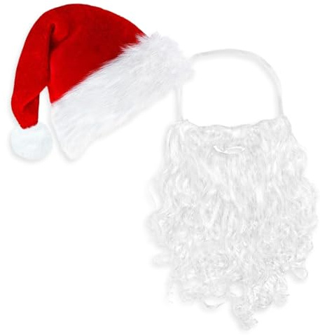 Lyivisk Set Barbe et Bonnet de Père Noël en Tissu Doux – Accessoire Festif pour Fêtes et Déguisement