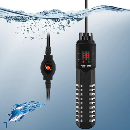 HUIZHOU Akvarievärmare (15–34 °C), justerbar 100–300 W akvarievärmare, termostatreglerande värmare med hög prestanda för akvarier och akvarier (200 W)