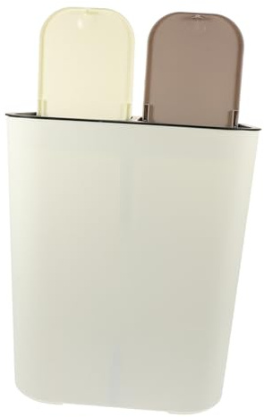 WEKAMOS Poubelle Double Compartiments avec Couvercle Bac Sélectif Humide et Sec pour Cuisine et Bureau Poubelle Blanche à Pédale Rangement Pratique des Déchets