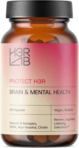 H3R LAB Brain & Mental Health – Nootropikum Komplex mit 8 B-Vitaminen, Myo-Inositol & Cholin | Kapseln für Konzentration, Fokus & Gedächtnis | Gehirn & mentale Klarheit | Vegan (Pack of 1)