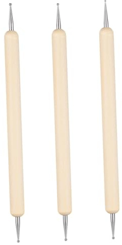 AUTSUPPL Set 3 Stilo a Sfera per Scultura in Argilla e Ceramica Manico in Legno, Strumenti per Goffratura e Rilievo Adatti a Artisti e Scultori per Lavori Artistici e Progetti di Modellazione
