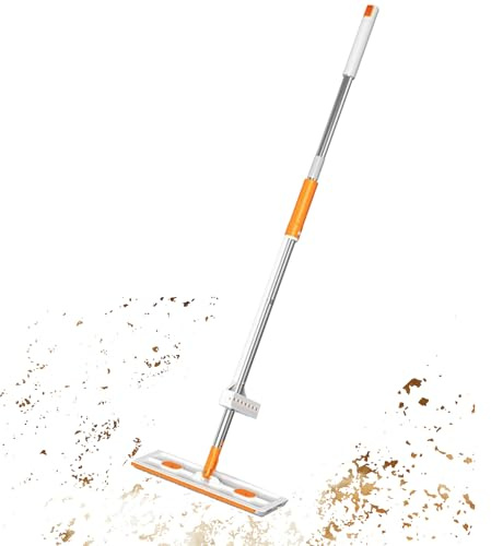 Arroopu Fregona De Microfibra Plana | Fregona para Suelos - Mango Telescópico Fregador de Limpieza Rápida para Suelos de Madera Baldosas Laminados Baño Cocina Mantenimiento Diario Áreas Abiertas