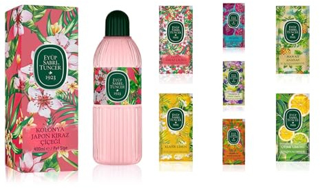 EYÜP SABRİ TUNCER Eau de Cologne Fleur de Cerisier Japonaise 400 ml + Lingettes rafraîchissantes - Mélange de 100 pièces | Fraîcheur & Hygiène