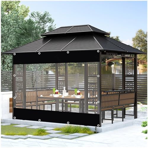 Clear PVC Tarp Curtains for Gazebo & Carport Waterproof 0.5mm Transparent Side Panels WxH 3.3x2.10.8x7.5ft Outdoor Covers Weatherproof Protection