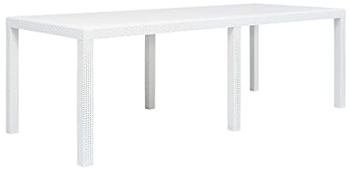 Generico Tavolo da Giardino Bianco 220x90x72 cm in Plastica Stile Rattan,Mobili,Mobili da Giardino,Tavoli da giardino-45607