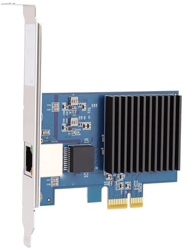 Zunate Tarjeta de Red PCIe a RJ45 de 10 GB, Nic Ethernet PCI Express con un Puerto RJ45, Tarjeta Ethernet 10 Gbps 5 Gbps 2,5 1 100 Mbps 10G Base T, para Servidor Wins 11