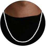 SLOONG S925 Sterlingsilber Halskette Herren - 3MM Rope Kette Herren Silber Jewelry Schmuck Geschenke für Männer Papa Freund(46cm)