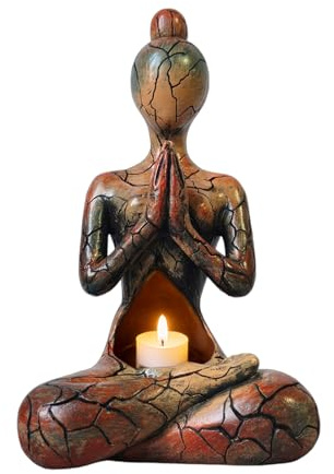 Yoga-Statue – Harz, 12 x 20 cm, Meditationsdekoration, Skulptur aus Achtsamkeit | Elegante spirituelle Ornament für Zuhause, Yoga-Figur für Wohnzimmer, Schlafzimmer, Büro, Zimmer