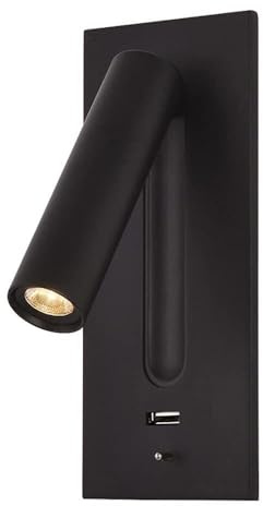 Lámpara de Pared LED Moderna Luz de Lectura para Dormitorio Cabecero de Hotel Lámpara de Noche para Libros Interior USB Integrado Rotación de 360° Lámpara de Pared para Mesita de Noche
