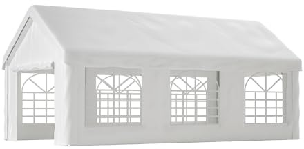 Tenda per auto con doppia porta avvolgibile per auto, resistente alle intemperie, teloni laterali rimovibili, garage pieghevole, 3 x 6 x 2,6 m