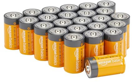 Amazon Basics 24-Pack D Cell All-Purpose Alkaline Batteries, 1.5 Volt, 5-Year Shelf Life