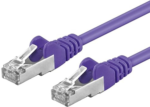 PremiumCord Câble Patch, CAT6a, 10Gbit/s, S/FTP, PIMF, Ethernet, LAN, Rapide, Flexible et Durable, RJ45, AWG 26/7, Câble en Cuivre 100% CU, Violet, 5m