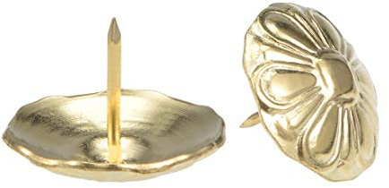 sourcing map Clou Tapissier Clou Ameublement Clou Meuble Punaise Pointe Tapissier Tapis Décoration 24mm Tête Diamètre Rond Pouce Doré pour Sofa Dosserets 5 Pcs