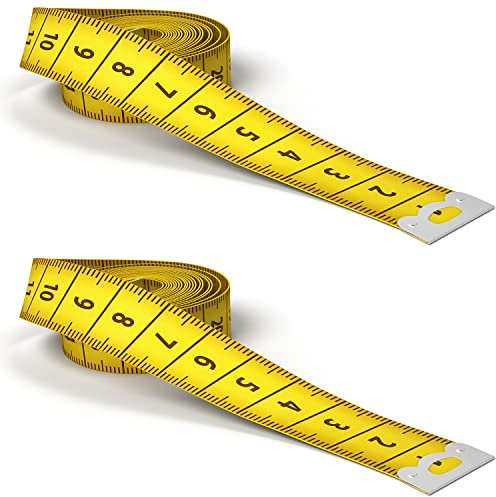 AxeSickle 120 Zoll Taschenmaßband, 300 cm, Doppelskala, weiches Maßband, flexibles Lineal zum Nähen, Schneidertuch, Körpermessung, Gelb, 3 Stück